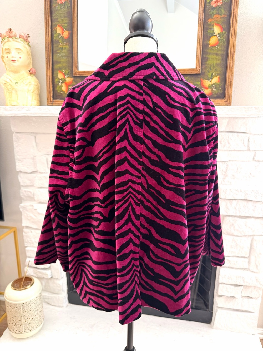Susan Graver Style 3X Velvet Zebra Jacket Pink Purple Black Swing Coat - Picture 3 of 9